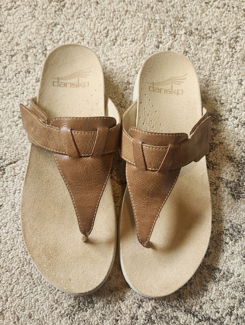 Dansko Brown Leather Thong Sandals with Adjustable Strap
